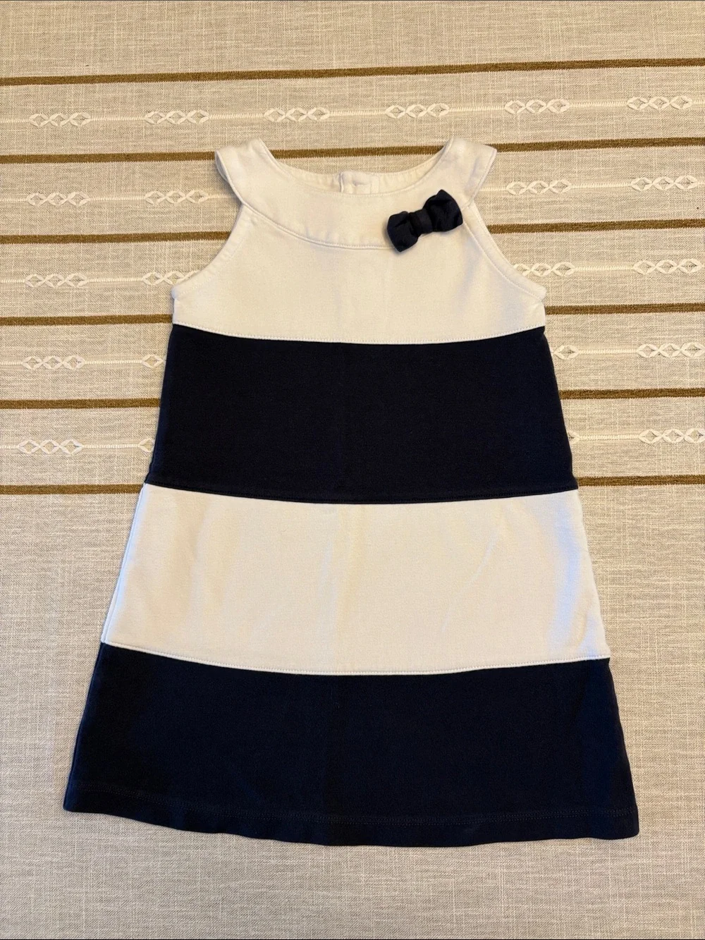 Gymboree Navy and White Striped Sleeveless Dress with Bow